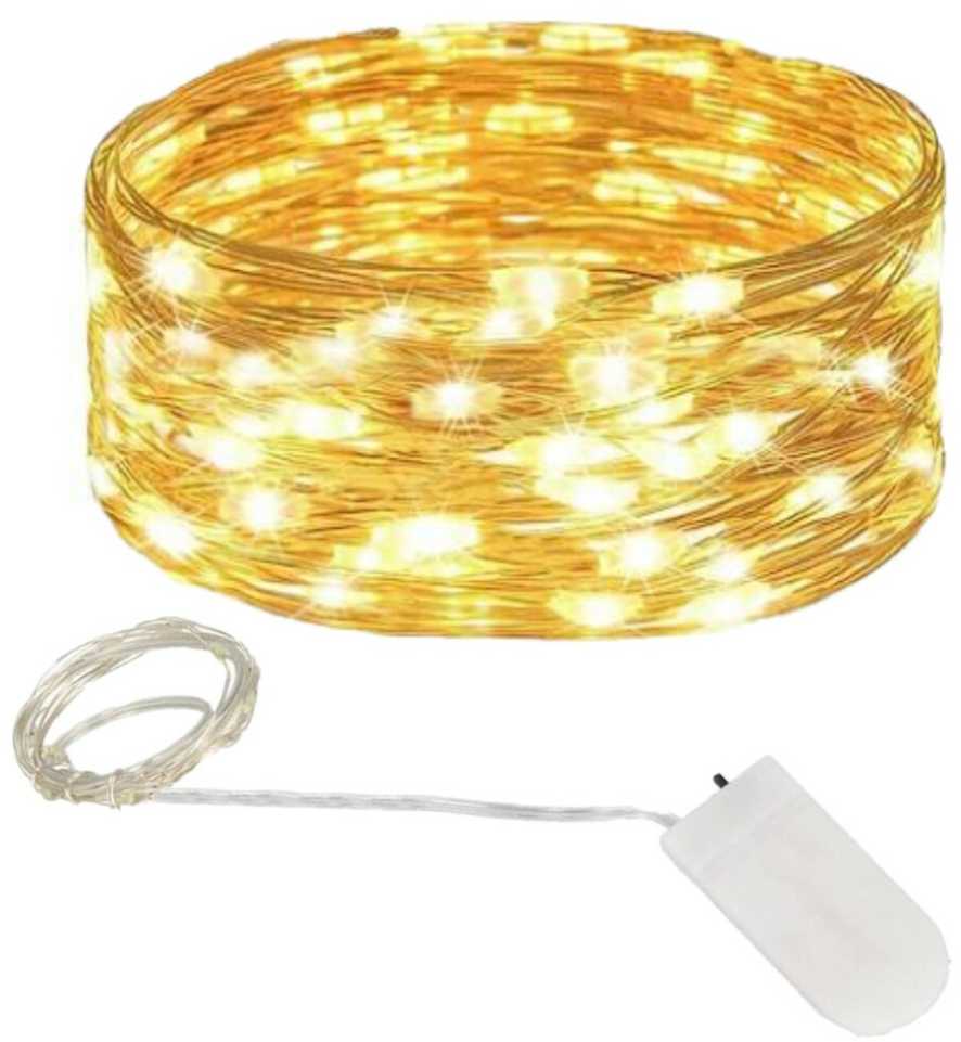 Girlianda 10 LED, šilta balta