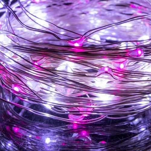 Girlianda 100 LED MicroLED "Smart", šaltai balta/rožinė
