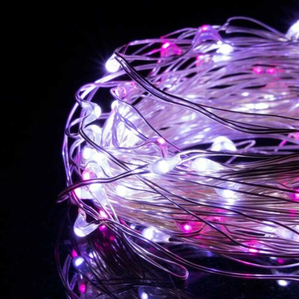 Girlianda 100 LED MicroLED "Smart", šaltai balta/rožinė
