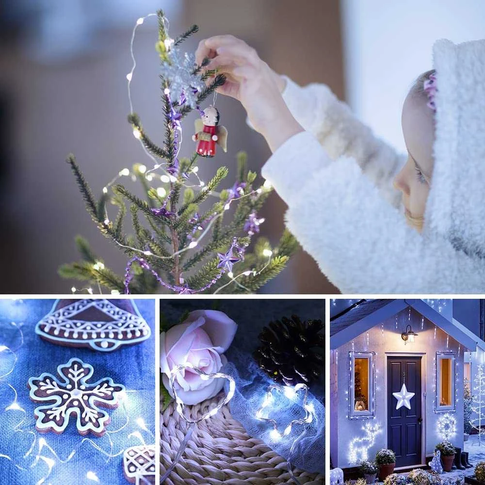 Girlianda 40 LED, šalta balta