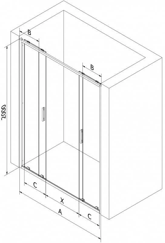 Dušo durys Mexen Exo, stumdomos, 140 cm, transparent/auksinis