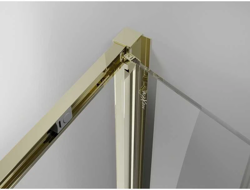 Dušo durys Mexen Exo, sulankstomos, 70 cm, transparent/auksinis