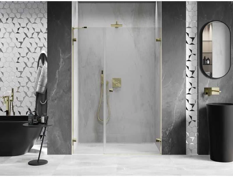 Dušo durys Mexen Lunar-B, dešinė, 130 cm, transparent/auksinis