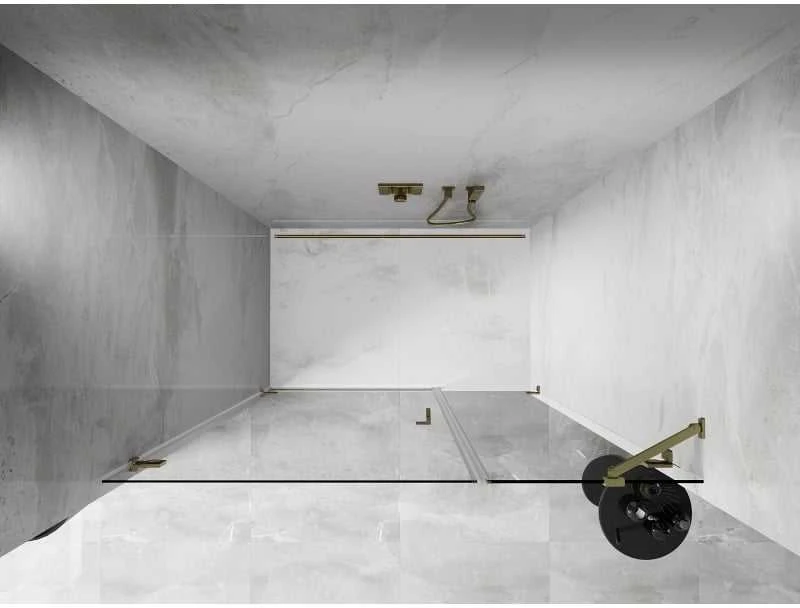 Dušo durys Mexen Lunar-B, kairė, 120 cm, transparent/brushed auksinis