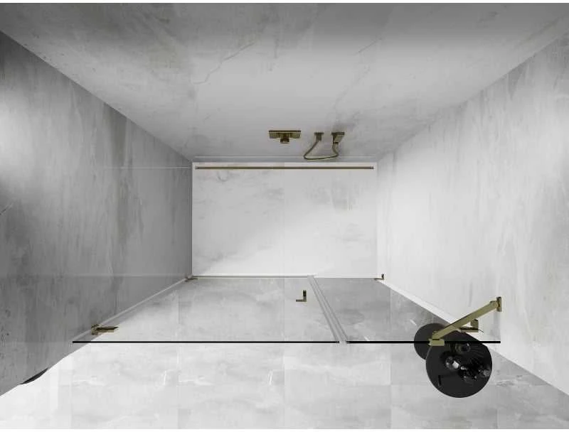 Dušo durys Mexen Lunar-B, kairė, 135 cm, transparent/auksinis