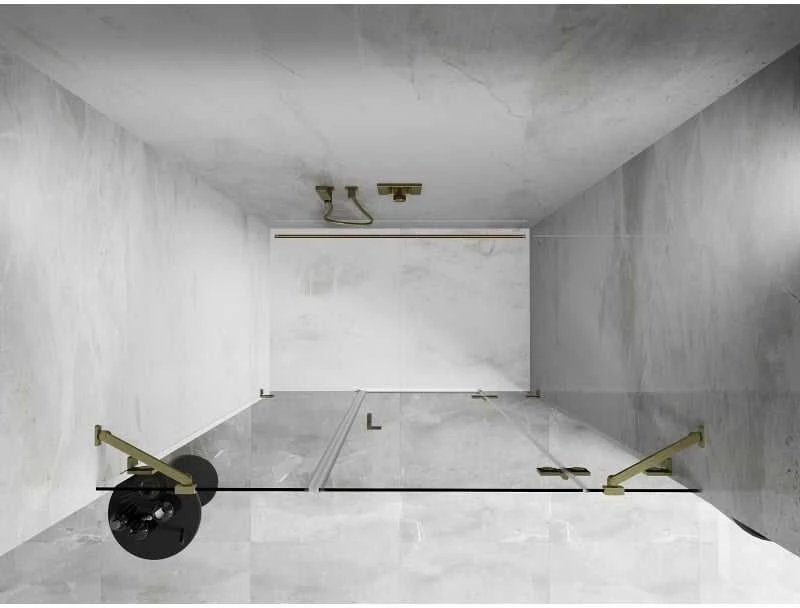 Dušo durys Mexen Lunar, dešininės, 160 cm, transparent/brushed auksinis