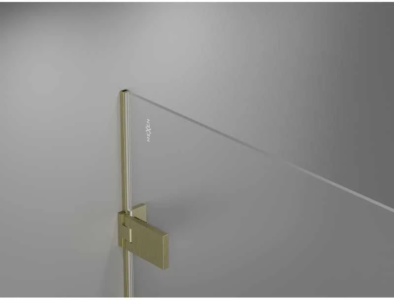 Dušo durys Mexen Lunar-F, sulankstomos, dešinė, 110 cm, transparent/brushed auksinis