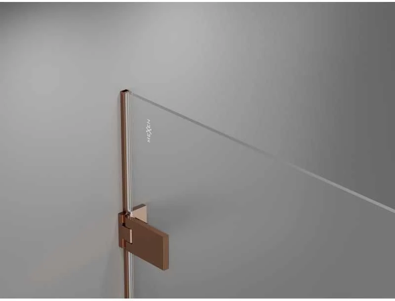 Dušo durys Mexen Lunar-F, sulankstomos, kairė, 110 cm, transparent/rose auksinis
