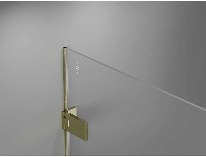 Dušo durys Mexen Lunar-F, sulankstomos, kairė, 135 cm, transparent/auksinis