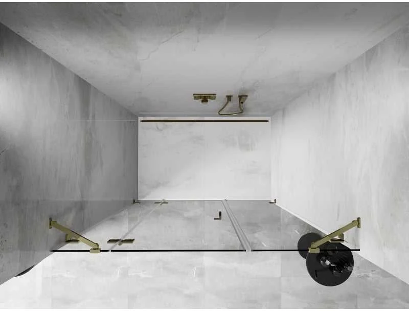Dušo durys Mexen Lunar, kairinės, 120 cm, transparent/auksinis