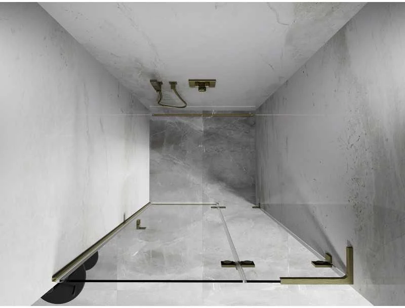 Dušo durys Mexen Lunar L, dešinė, 120 cm, transparent/brushed auksinis