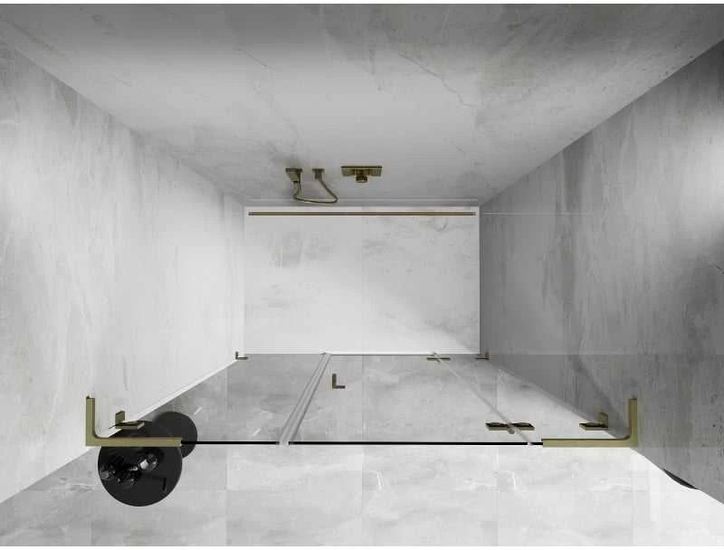 Dušo durys Mexen Lunar L, dešinė, 125 cm, transparent/brushed auksinis
