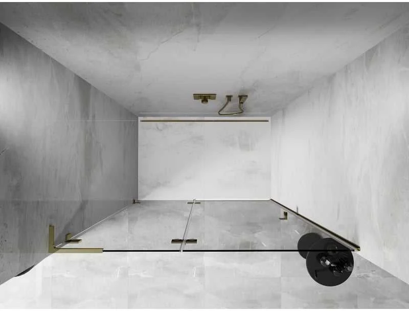 Dušo durys Mexen Lunar L, kairė, 140 cm, transparent/auksinis