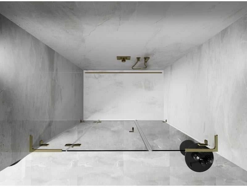 Dušo durys Mexen Lunar L, kairė, 160 cm, transparent/auksinis