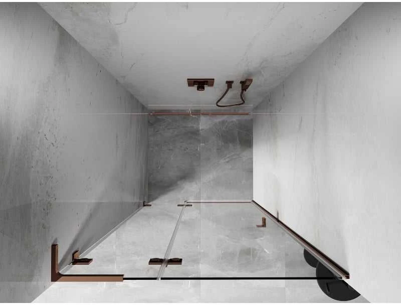 Dušo durys Mexen Lunar L, kairė, 90 cm, transparent/rose auksinis