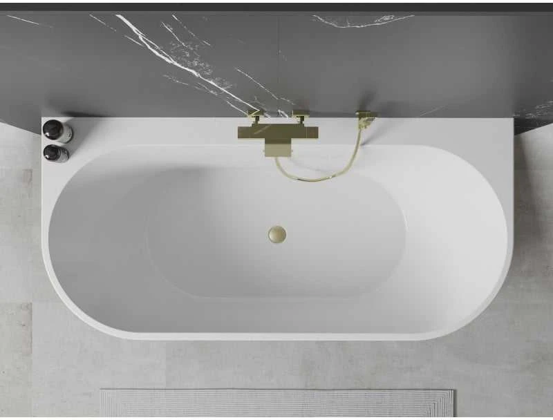 Vonia Mexen Oval+, 170 x 80 cm, Baltas + Brushed auksinis persipylimas