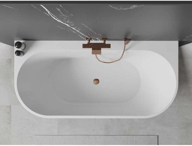 Vonia Mexen Oval+, 170 x 80 cm, Baltas + Rose auksinis persipylimas