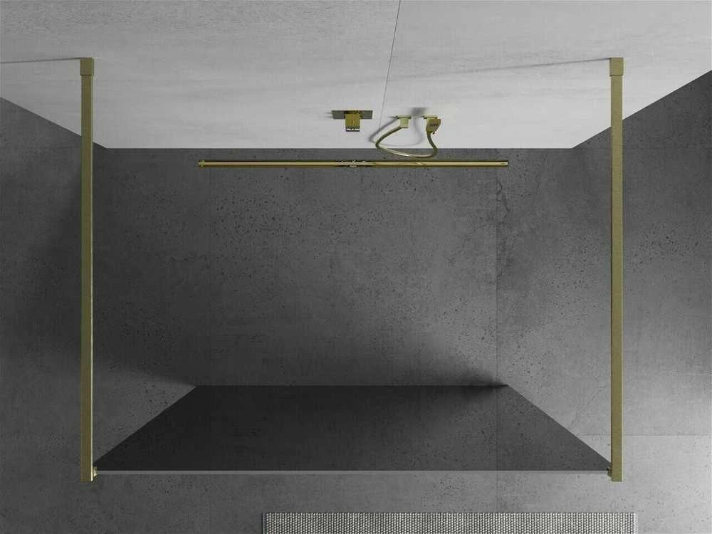 Walk-in dušo sienelė Mexen Kioto, Brushed auksinis, veidrodinis stiklas, 120 x 200 cm