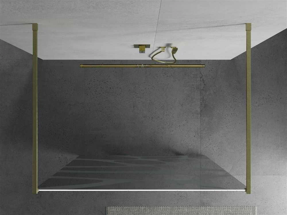 Walk-in dušo sienelė Mexen Kioto, Brushed auksinis, baltas raštas, 100 x 200 cm