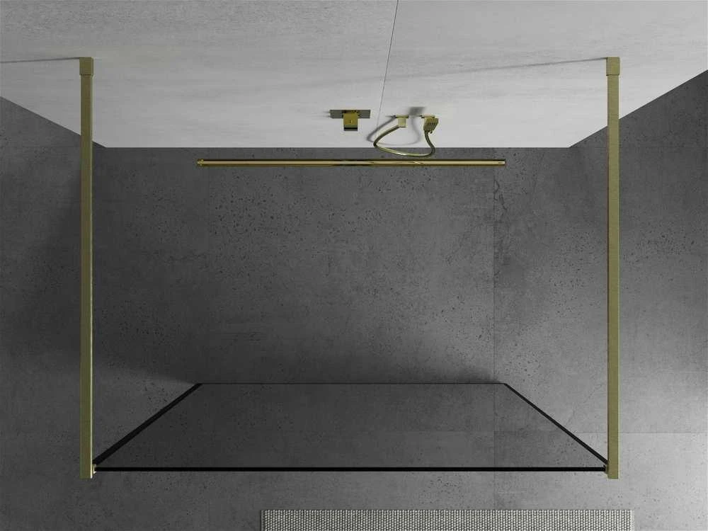 Walk-in dušo sienelė Mexen Kioto, Brushed auksinis, juodas raštas, 120 x 200 cm