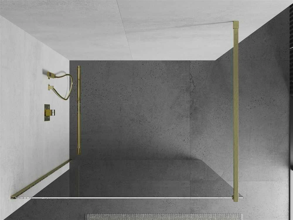 Walk-in dušo sienelė Mexen Kioto, Brushed auksinis, skaidrus stiklas, 125 x 200 cm