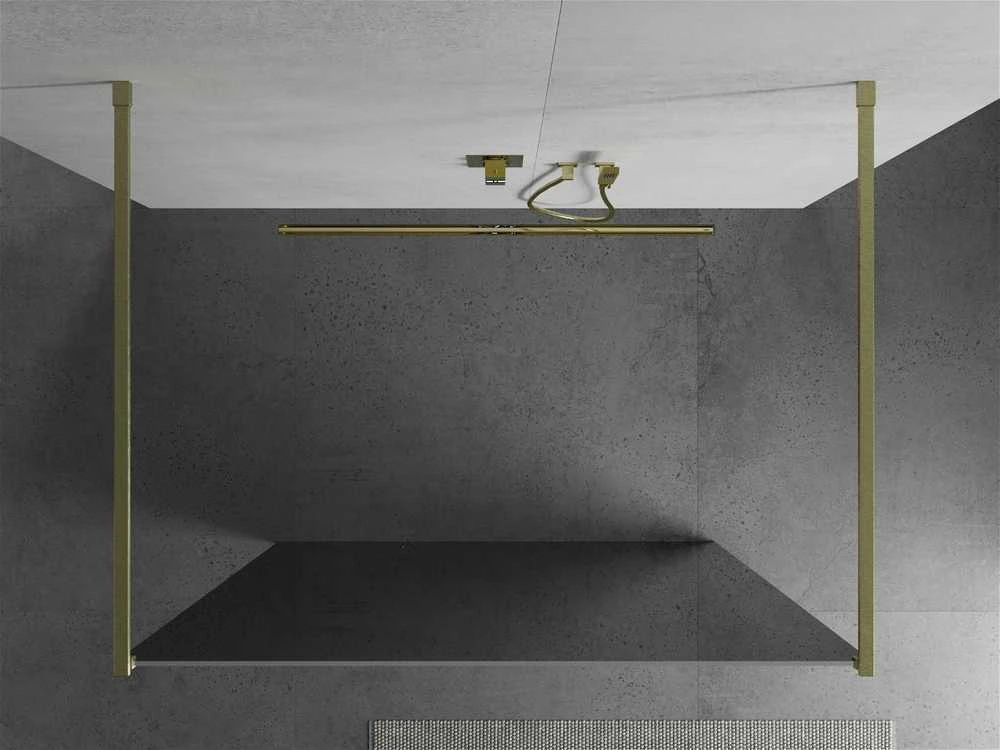 Walk-in dušo sienelė Mexen Kioto, Brushed auksinis, veidrodinis stiklas, 110 x 200 cm