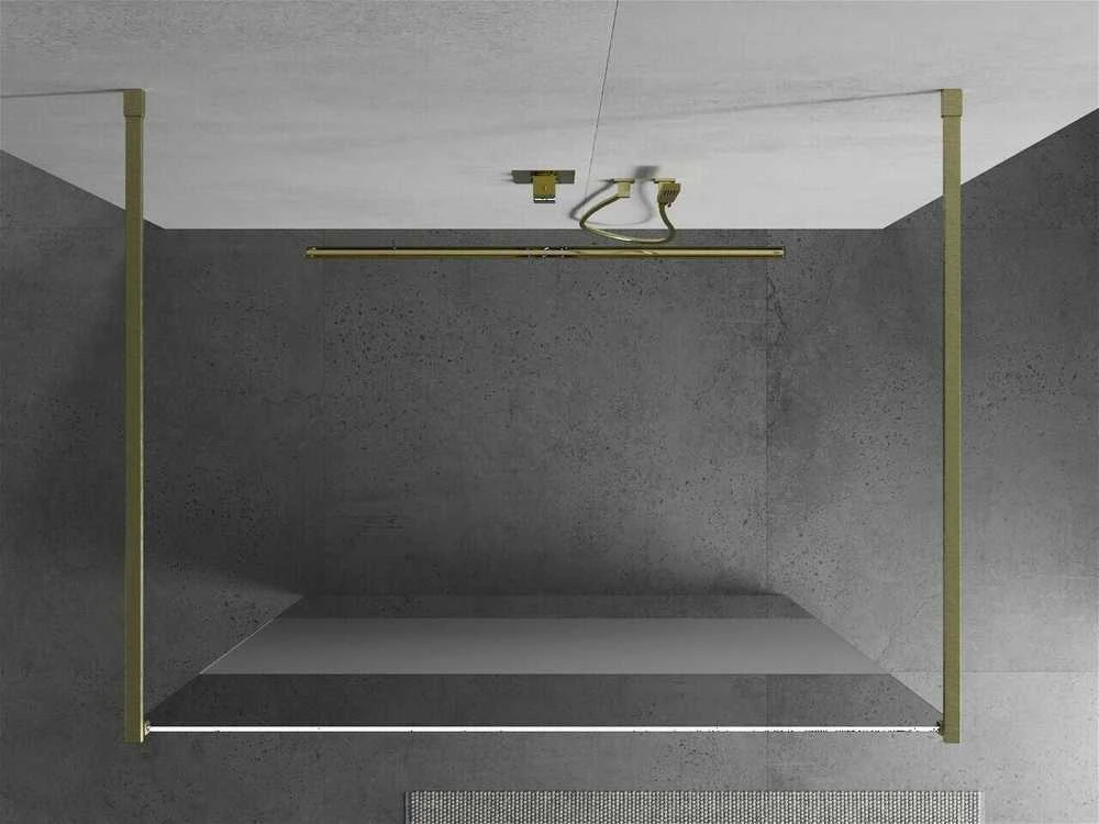 Walk-in dušo sienelė Mexen Kioto, Brushed auksinis, pusiau matinis stiklas, 130 x 200 cm