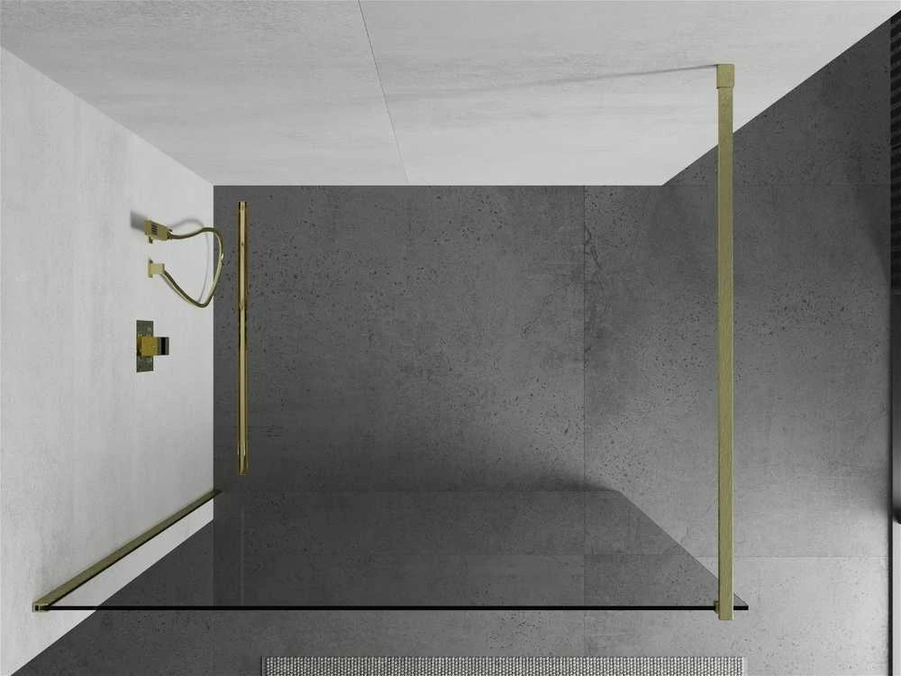 Walk-in dušo sienelė Mexen Kioto, Brushed auksinis, skaidrus stiklas, 65 x 200 cm