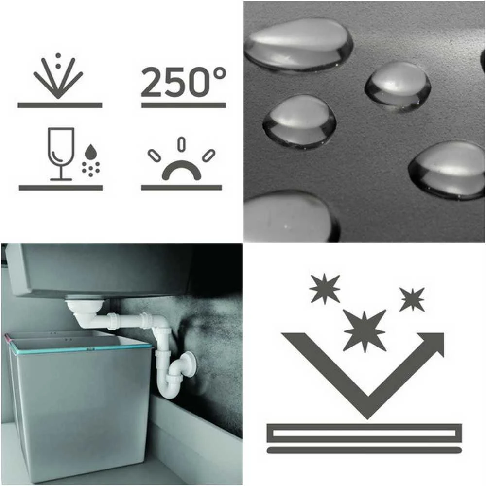 Granitinė virtuvinė plautuvė Deante Corio su maišytuvu, ZRCPS103, Metallic pilkas+Pilkas/steel