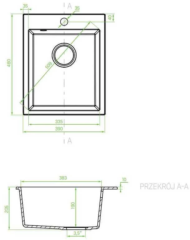 Granitinė virtuvinė plautuvė Laveo Chichi SBH_510T, Pilkas