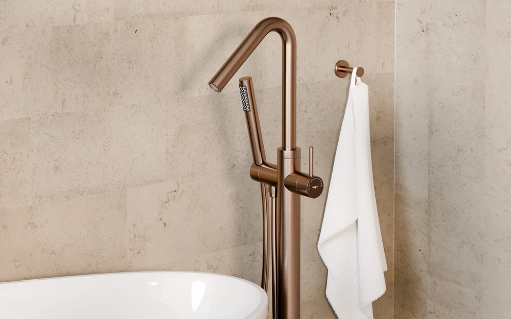 Grindinis vonios maišytuvas Besco Veo 3.0 ColdMode, Brushed Copper