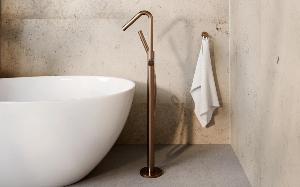 Grindinis vonios maišytuvas Besco Veo 3.0 ColdMode, Brushed Copper
