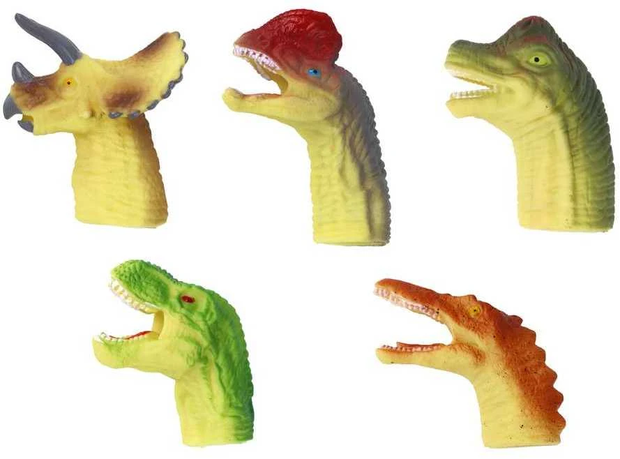 Guminių lėlių ant pirštų rinkinys Dinozaurai, 5 vnt.