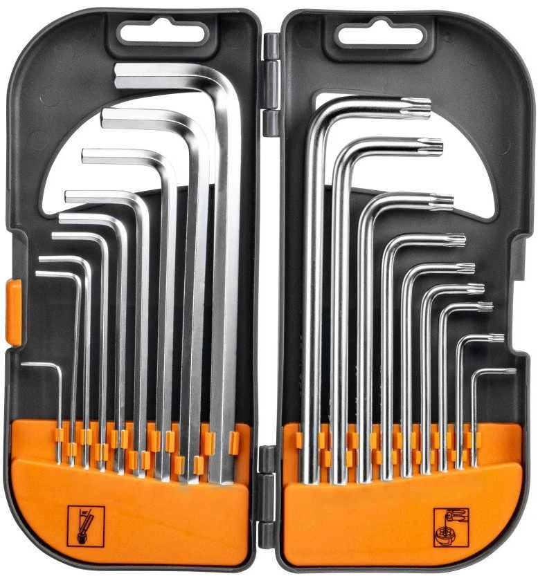 HEX 1,5–10 mm raktų su rutuline galvute ir TORX 10–50 rinkinys Bradas, 18 vnt., long
