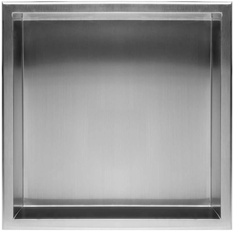 Įleidžiama vonios kambario lentyna REA 01, 30x30 cm, Brushed steel