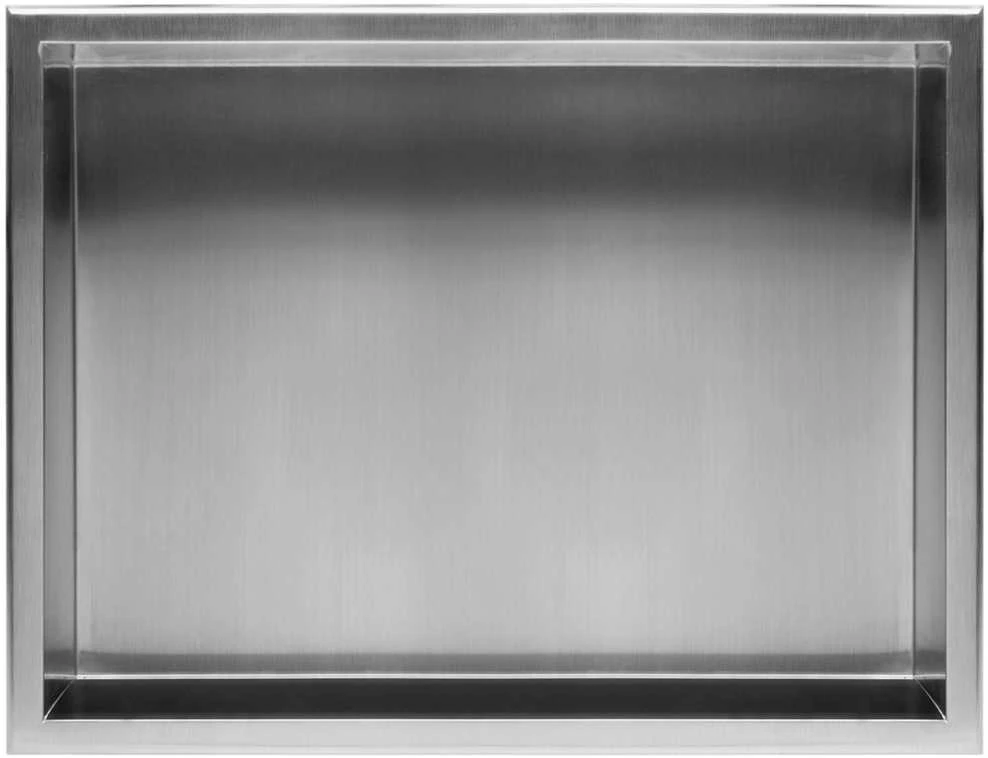 Įleidžiama vonios kambario lentyna REA 02, 30x45 cm, Brushed steel