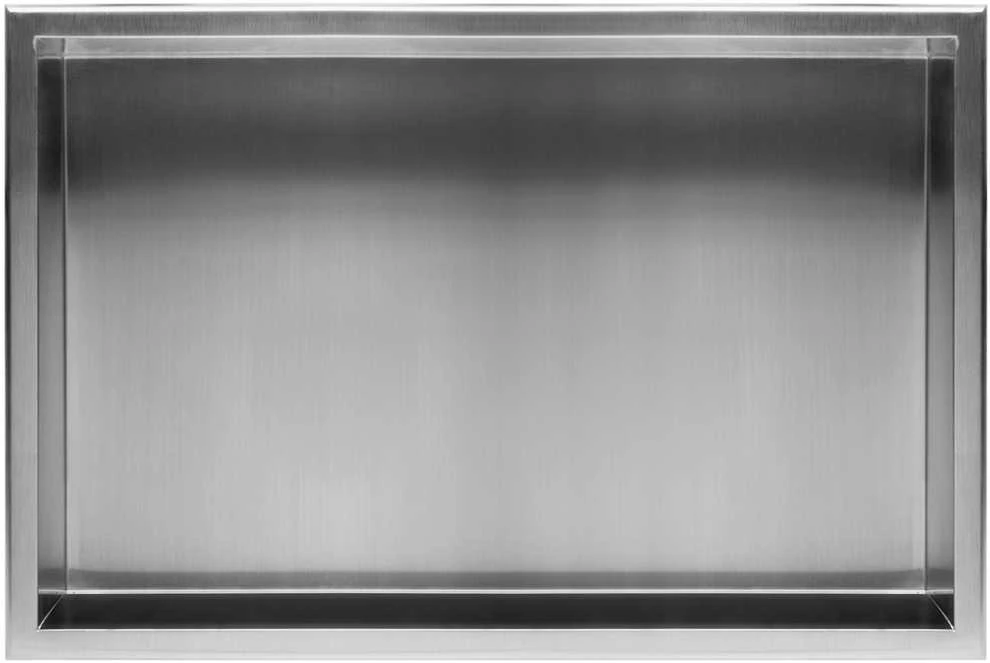 Įleidžiama vonios kambario lentyna REA 03, 30x60 cm, Brushed steel