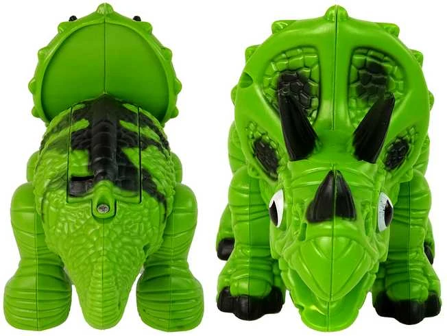 Interaktyvus dinozauras Triceratops su garų ir garso efektais, žalias