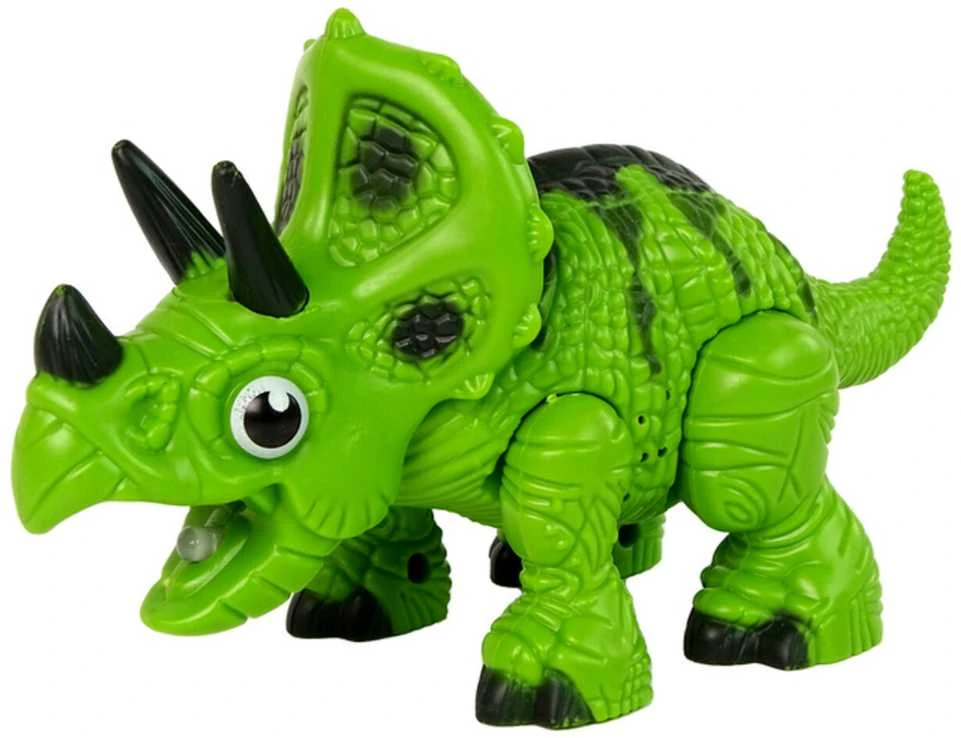 Interaktyvus dinozauras Triceratops su garų ir garso efektais, žalias