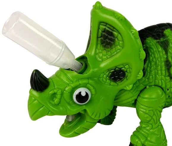Interaktyvus dinozauras Triceratops su garų ir garso efektais, žalias