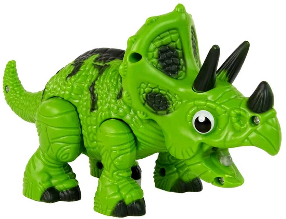 Interaktyvus dinozauras Triceratops su garų ir garso efektais, žalias