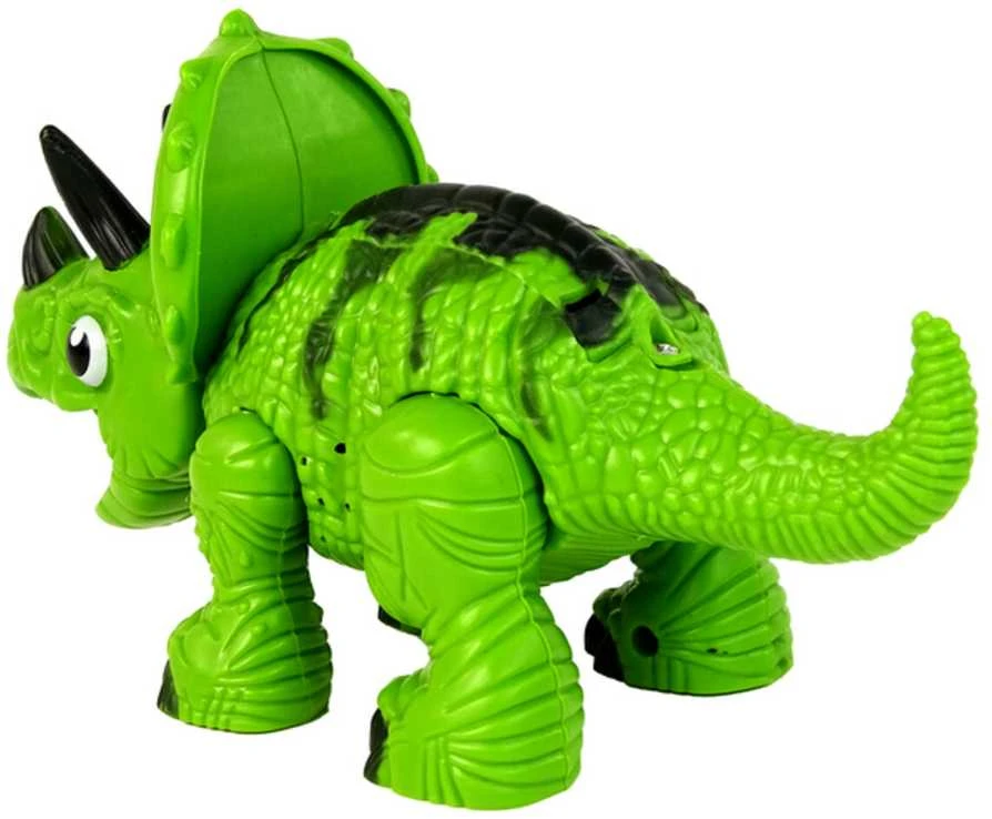 Interaktyvus dinozauras Triceratops su garų ir garso efektais, žalias