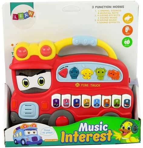 Interaktyvus pianinas Gaisrinės automobilis, raudonas