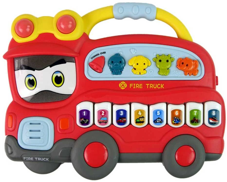 Interaktyvus pianinas Gaisrinės automobilis, raudonas