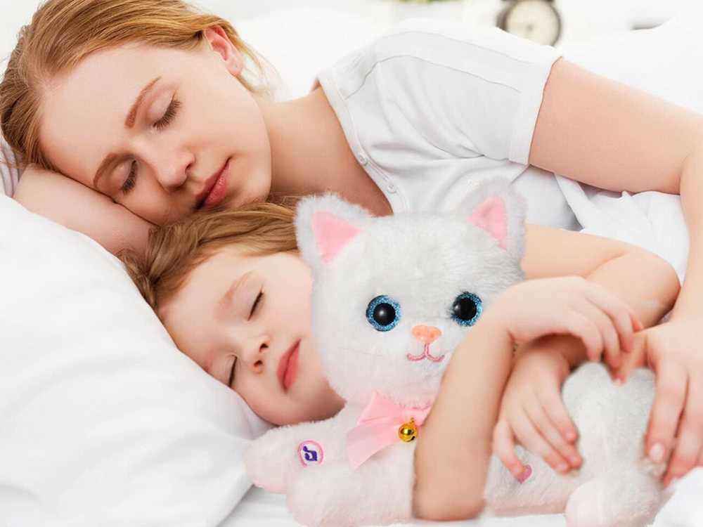 Interaktyvus pliušinis žaislas Katinas su kačiukais, baltas