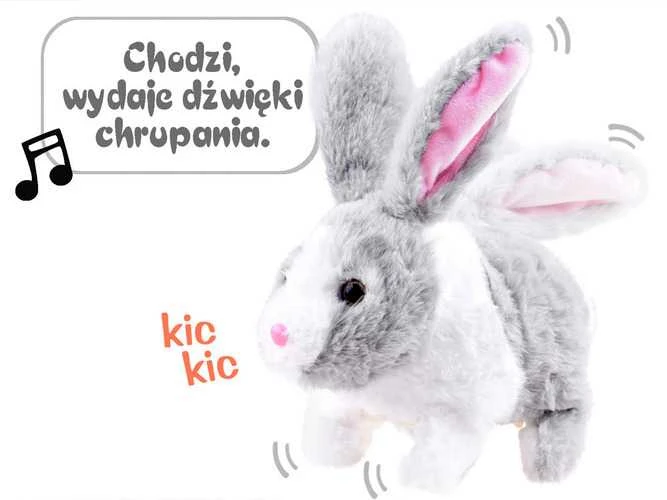 Interaktyvus pliušinis žaislas Triušis, pilkas