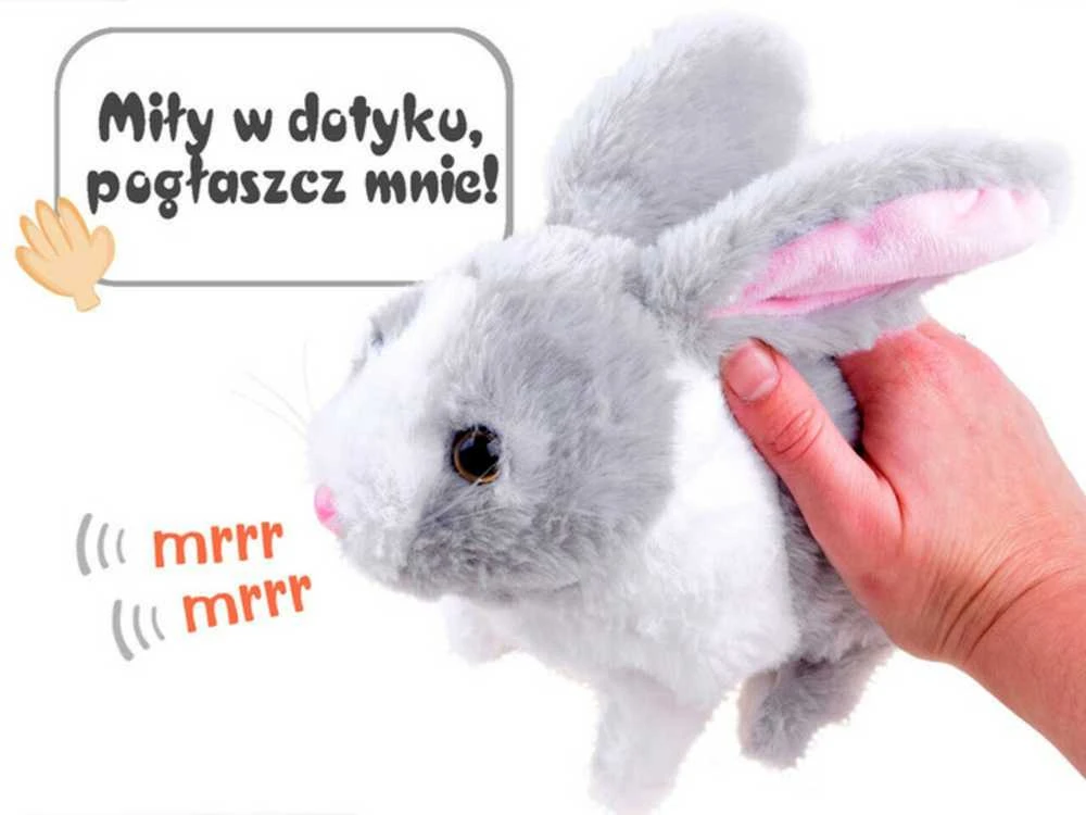 Interaktyvus pliušinis žaislas Triušis, pilkas