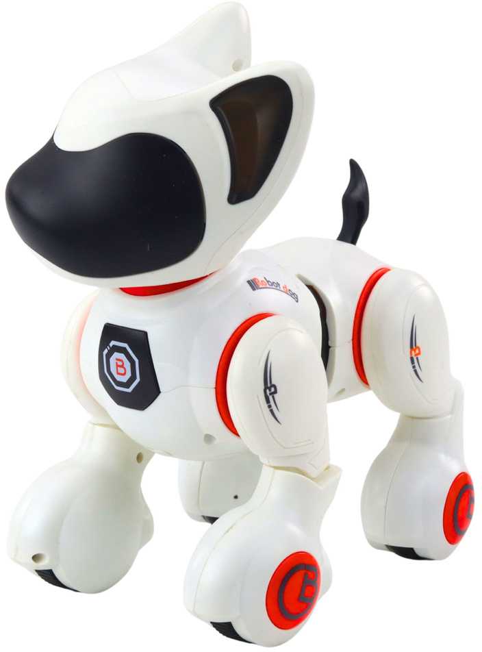 Interaktyvus robotas šuo su nuotolinio valdymo pultu, baltas/oranžinis