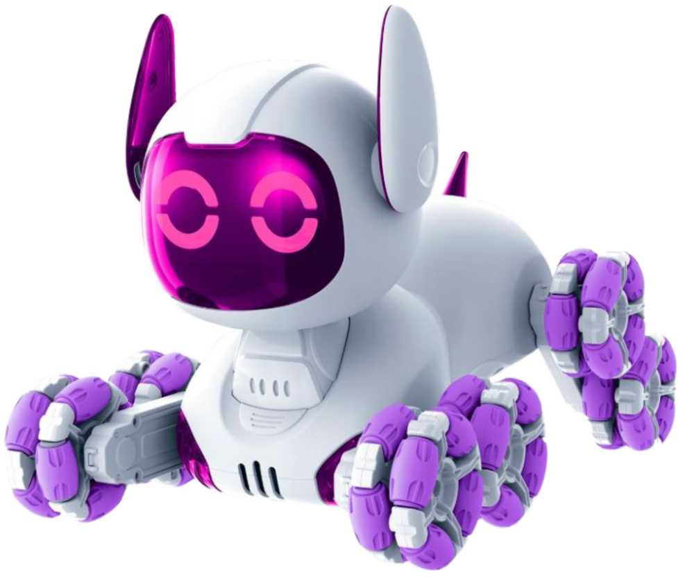 Interaktyvus robotas šuo su nuotoliniu valdymu TOOBY RC 4WD 360°, baltas/violetinis