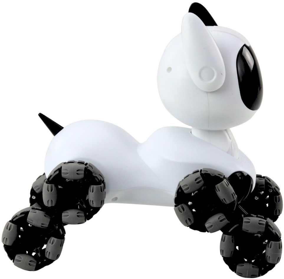 Interaktyvus robotas šuo su nuotoliniu valdymu TOOBY RC 4WD 360°, baltas/juodas